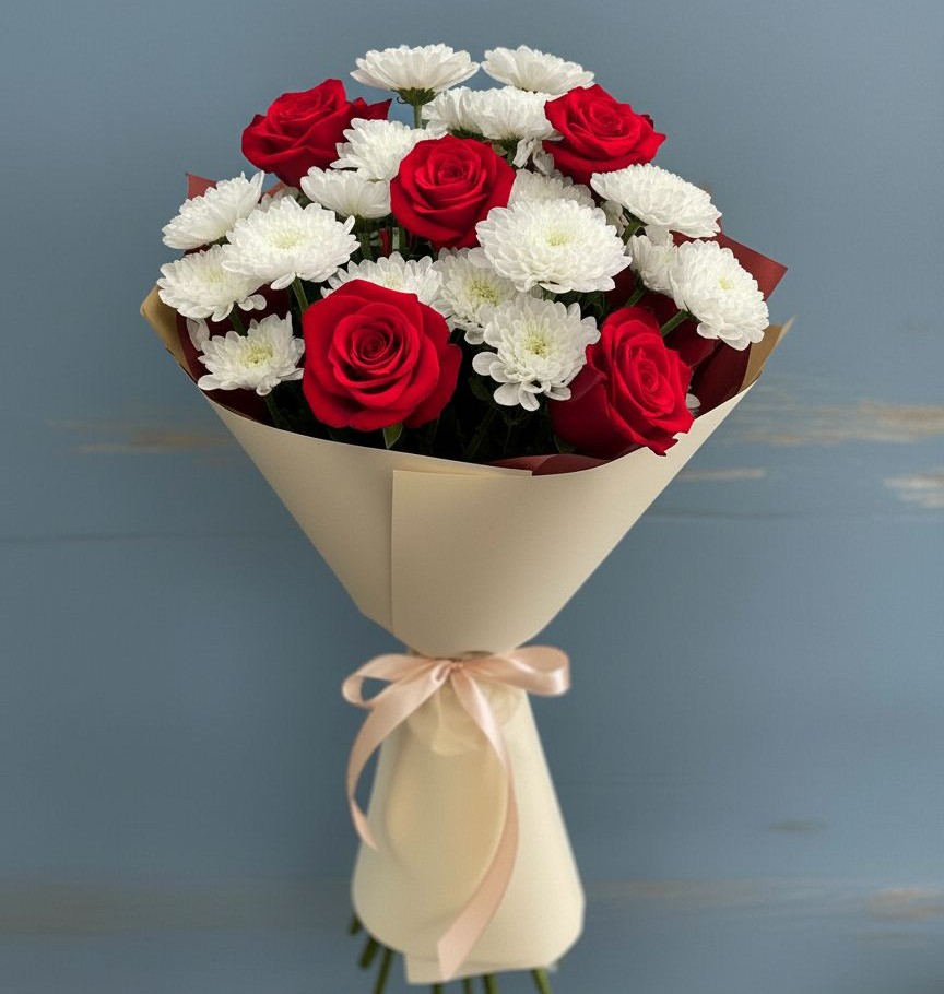 Букет цветов из: Розы и Хризантемы в Белинском