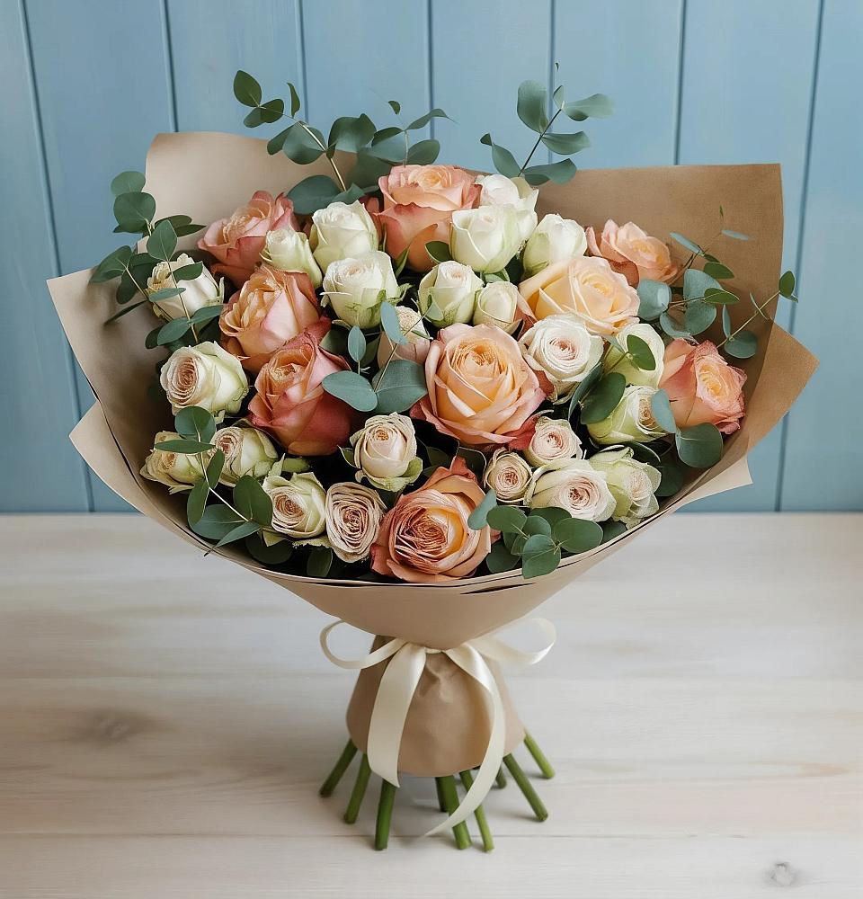 Букет цветов из: Альстромерии и Розы в Белинском