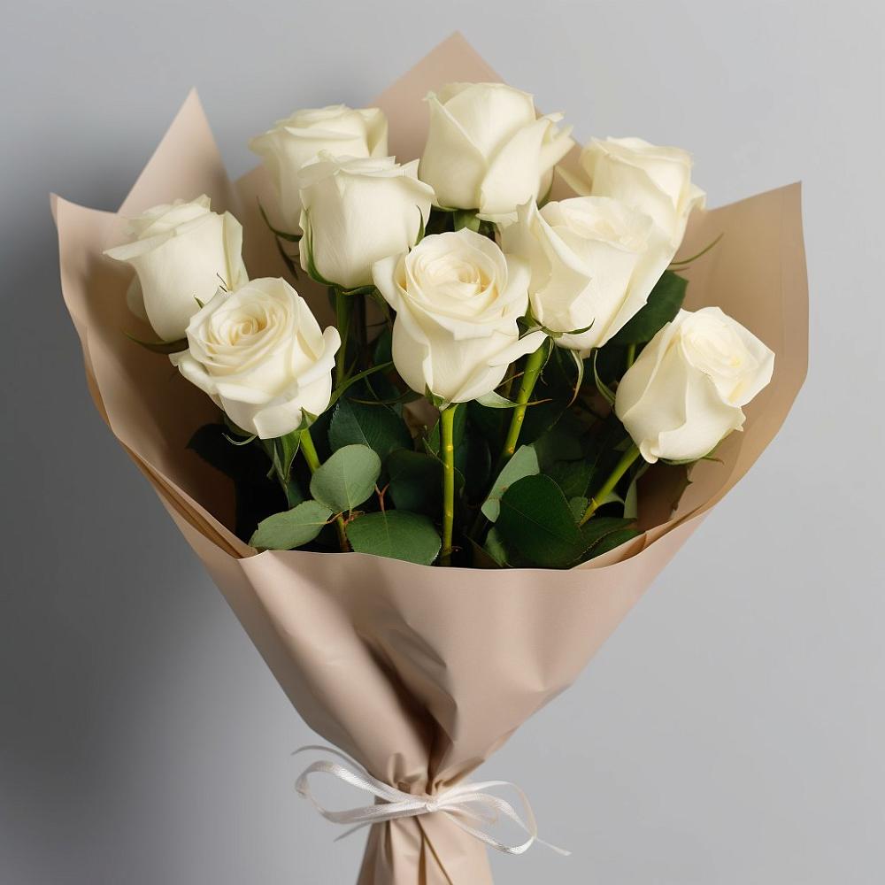 Букет 9 Белых роз Эдлесс Лав в Белинском