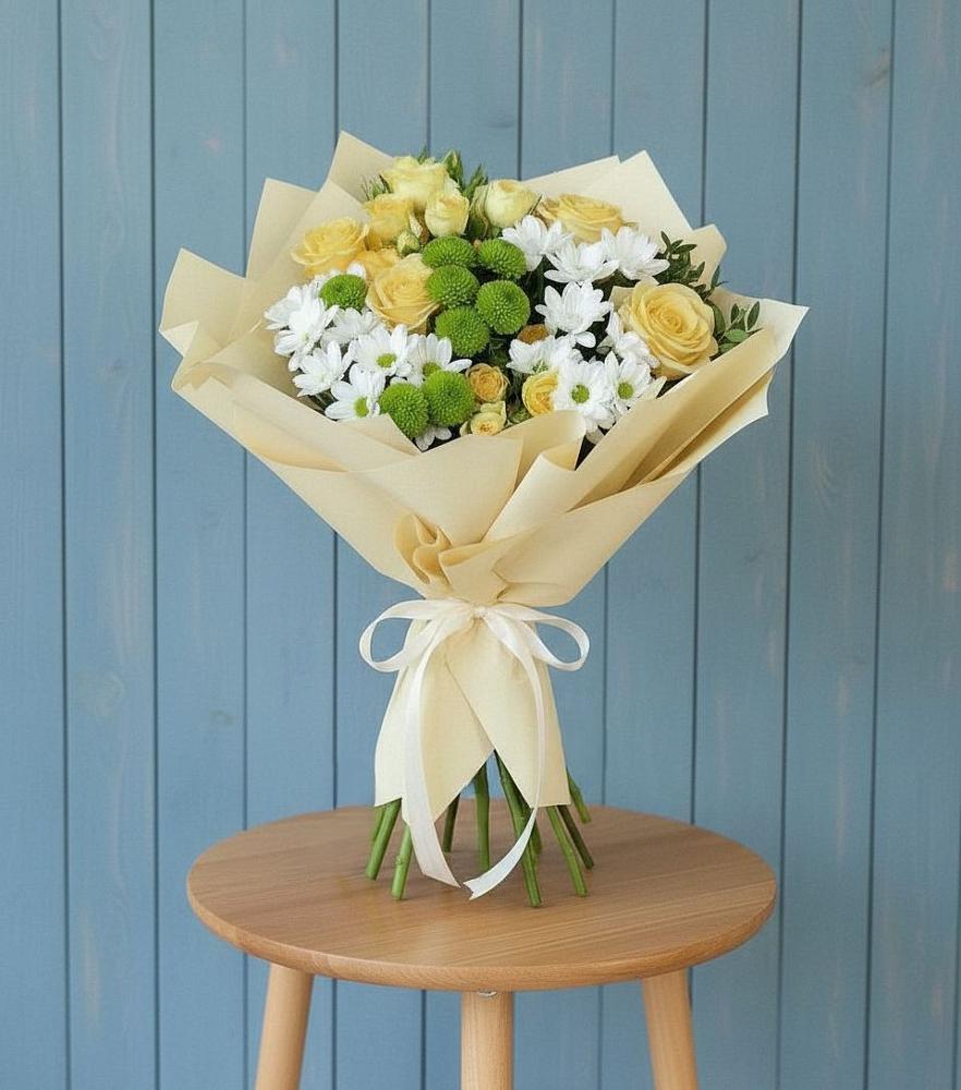 Букет цветов из: Хризантемы и Розы в Белинском