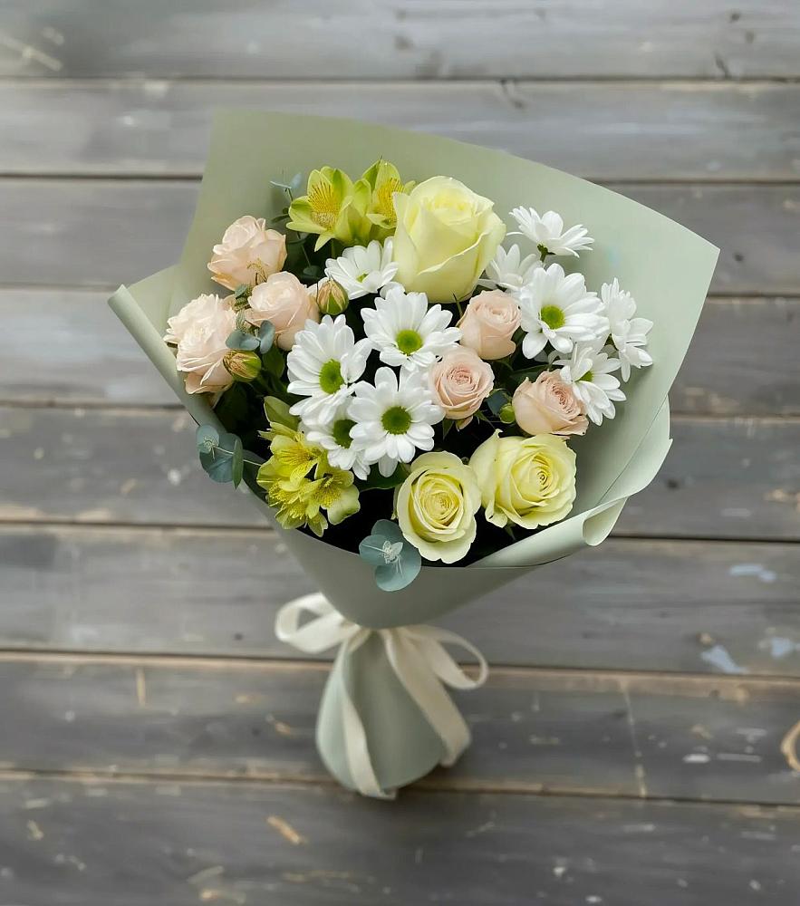 Букет цветов из: Альстромерии, Розы и Хризантемы в Белинском