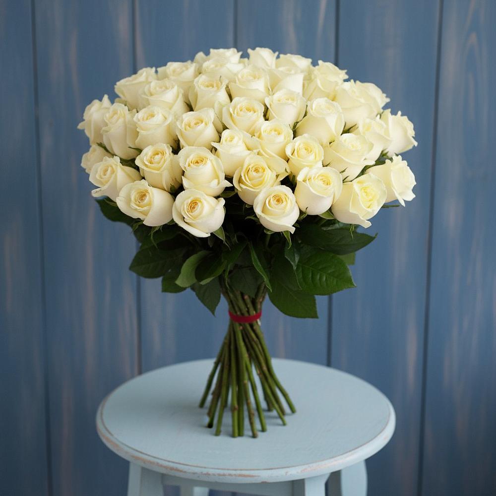 Букет 51 Белая роза Эдлесс Лав в Белинском