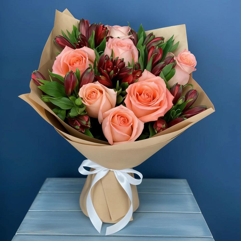 Букет цветов из: Розы и Альстромерии в Белинском