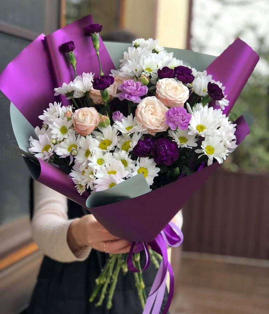 Букет цветов из: Хризантемы, Гвоздики и Розы в Белинском