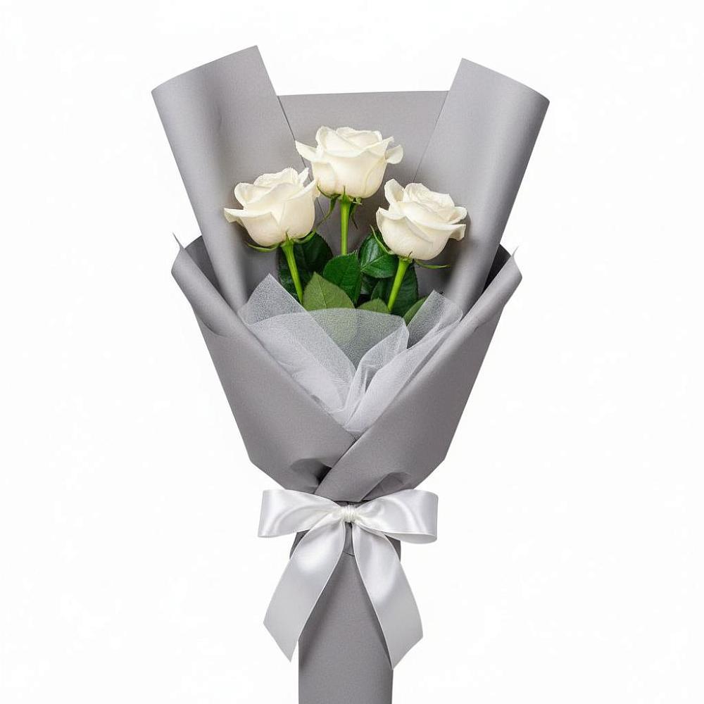 Букет 3 белые розы в Белинском